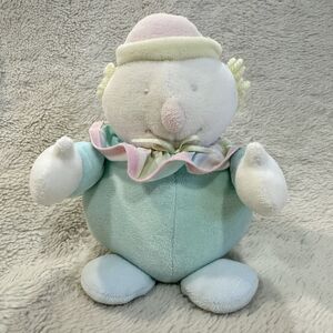 Eden Pastel Clown Plush Chim Rattle Lovey Yellow Bow Hat Baby Toy Stuffed